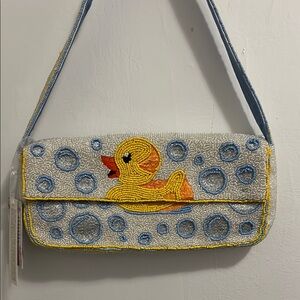 Made in India rubber duck bubble bath beaded bag NEW